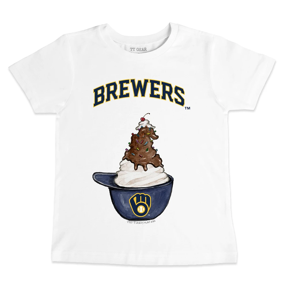Youth Tiny Turnip White Milwaukee Brewers Sundae Helmet T-Shirt