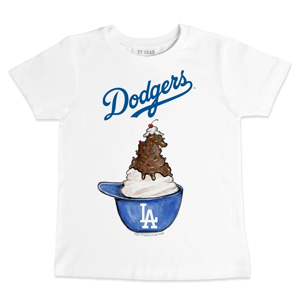 Youth Tiny Turnip White Los Angeles Dodgers Sundae Helmet T-Shirt