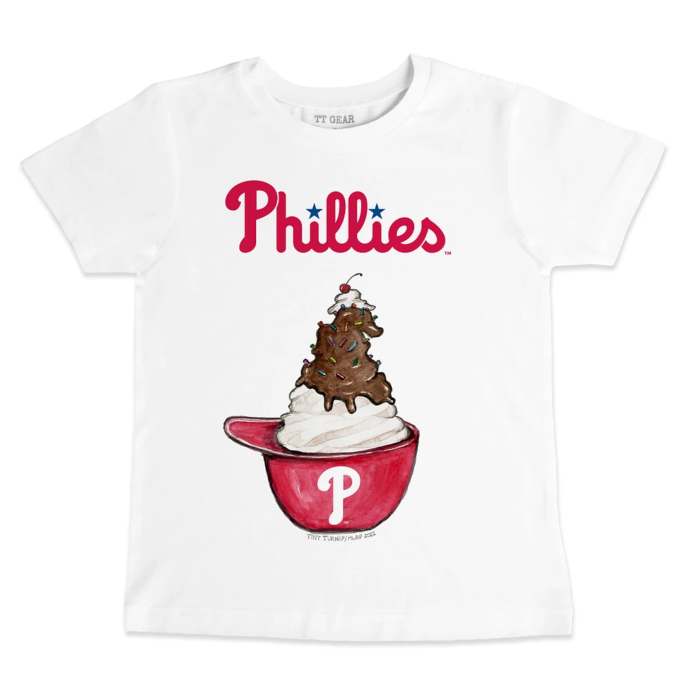 Youth Tiny Turnip White Philadelphia Phillies Sundae Helmet T-Shirt