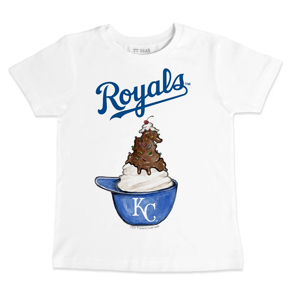 Youth Tiny Turnip White Kansas City Royals Sundae Helmet T-Shirt