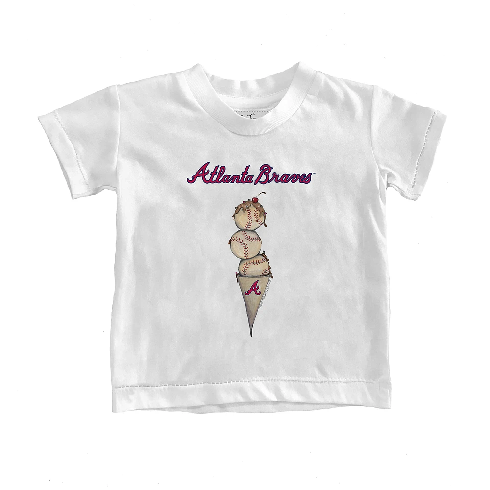 Youth Tiny Turnip White Atlanta Braves Triple Scoop T-Shirt