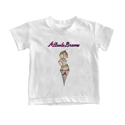 Youth Tiny Turnip White Atlanta Braves Triple Scoop T-Shirt