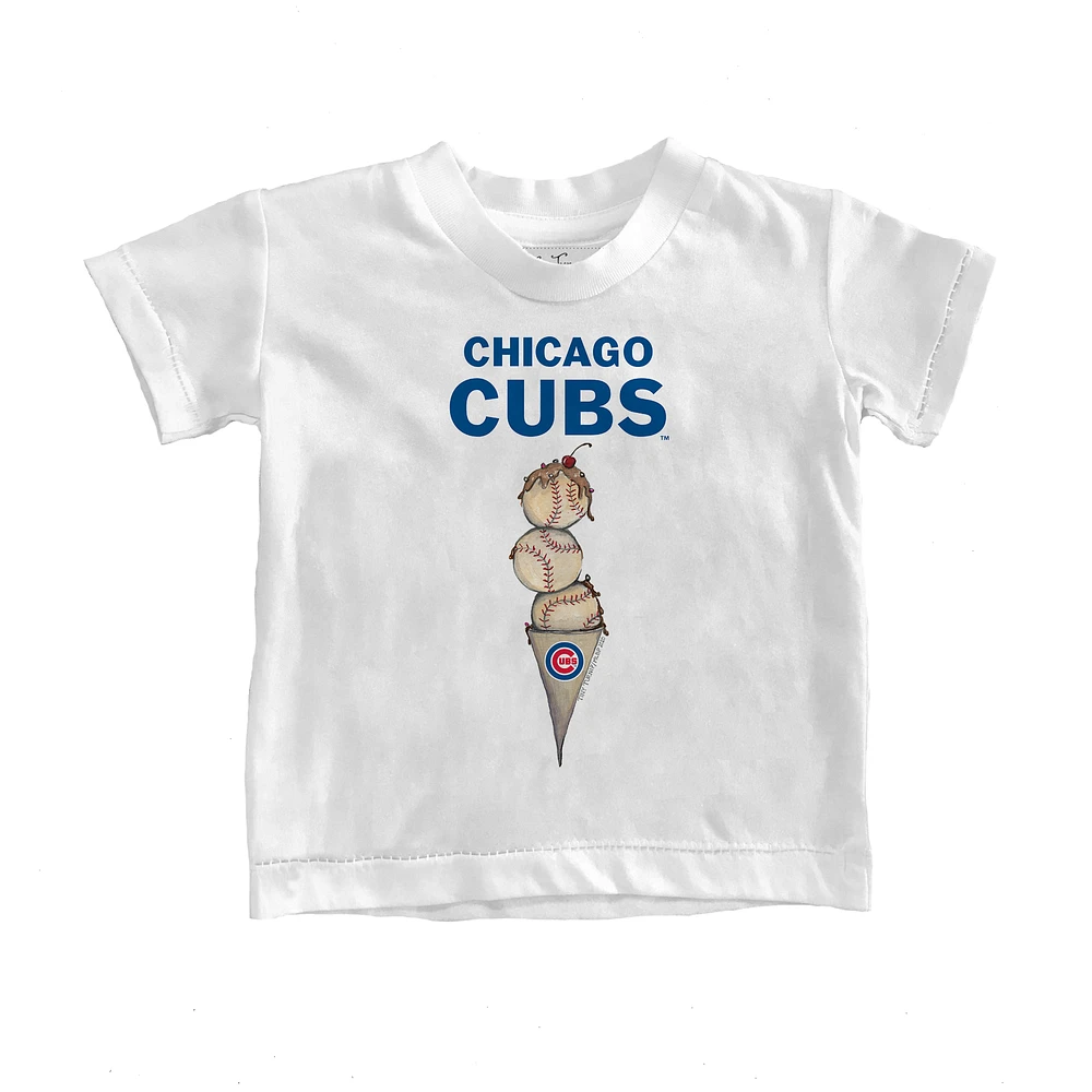 Youth Tiny Turnip White Chicago Cubs Triple Scoop T-Shirt