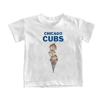 Youth Tiny Turnip White Chicago Cubs Triple Scoop T-Shirt
