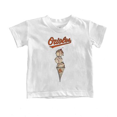 Youth Tiny Turnip White Baltimore Orioles Triple Scoop T-Shirt