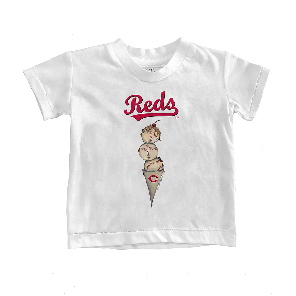 Youth Tiny Turnip White Cincinnati Reds Triple Scoop T-Shirt