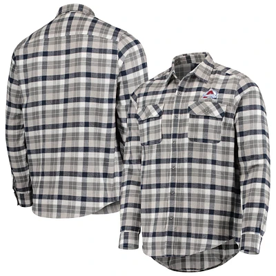 Men's Antigua Navy/Gray Colorado Avalanche Ease Plaid Button-Up Long Sleeve Shirt
