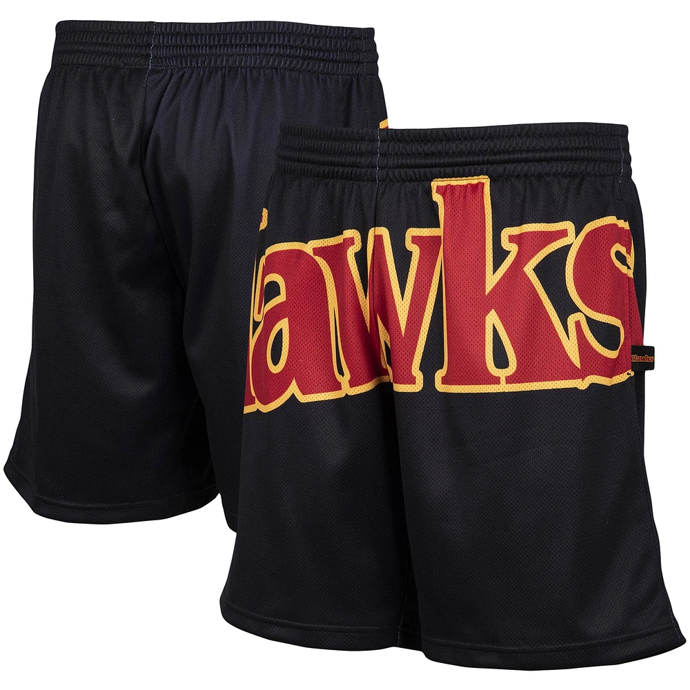 Men's Mitchell & Ness Black Atlanta Hawks Hardwood Classics Big Face 2.0 Shorts