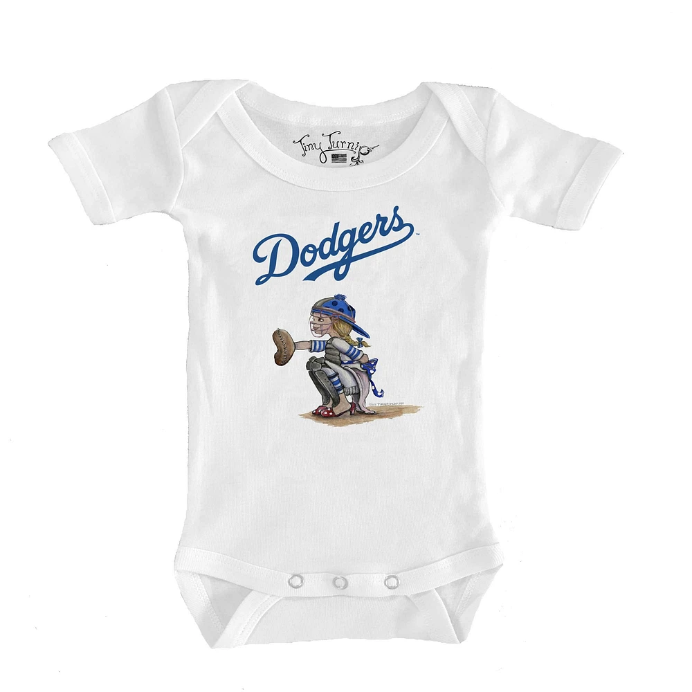 Infant Tiny Turnip White Los Angeles Dodgers Kate the Catcher Bodysuit