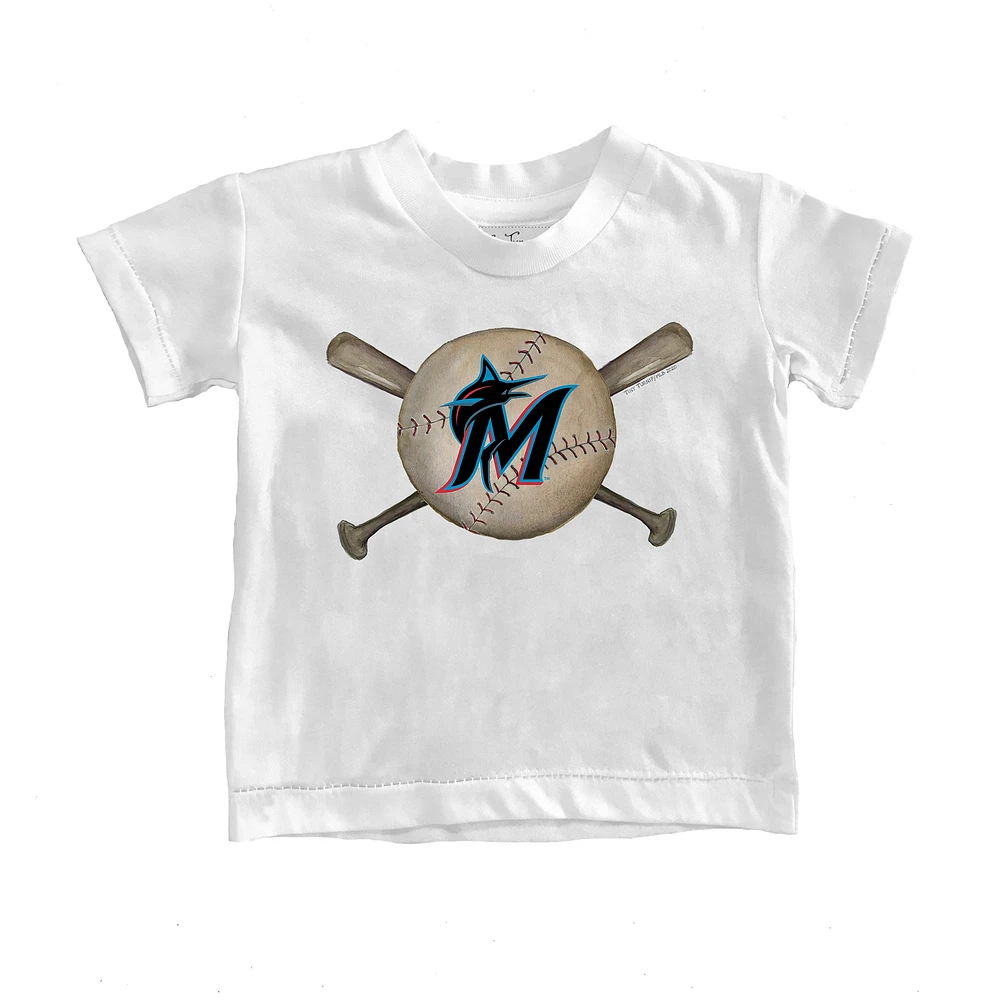 Toddler Tiny Turnip White Miami Marlins Baseball Crossbats T-Shirt