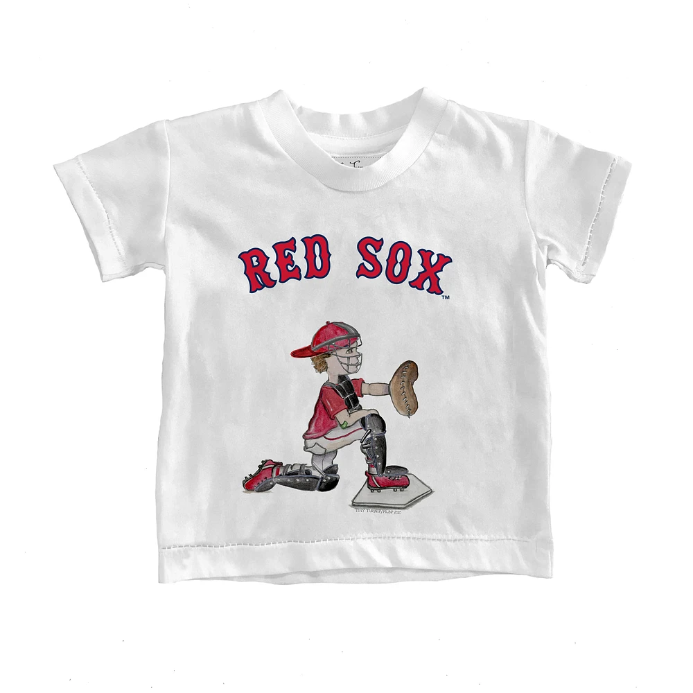 Toddler Tiny Turnip White Boston Red Sox Caleb the Catcher T-Shirt