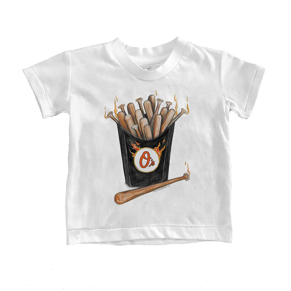 Toddler Tiny Turnip White Baltimore Orioles Hot Bats T-Shirt