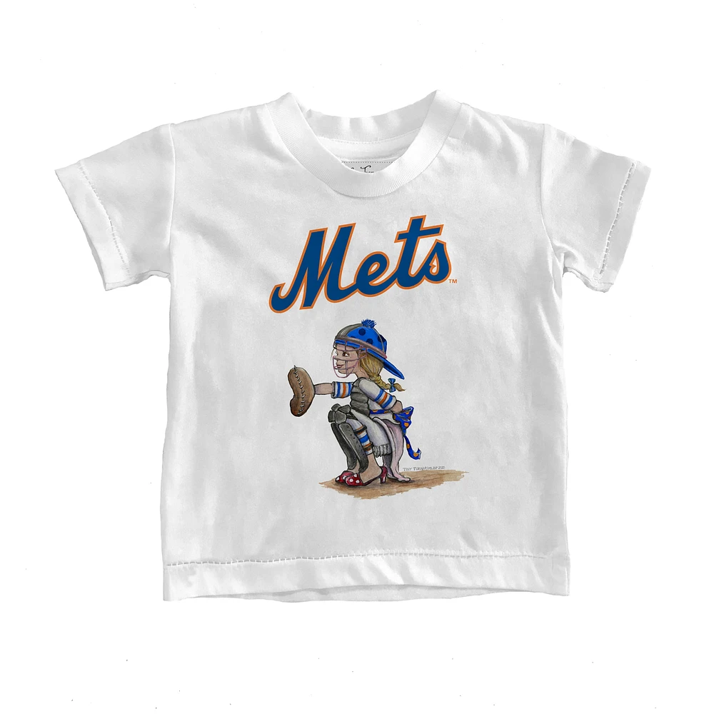 Toddler Tiny Turnip White New York Mets Kate the Catcher T-Shirt