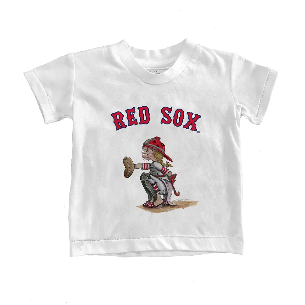 Toddler Tiny Turnip White Boston Red Sox Kate the Catcher T-Shirt