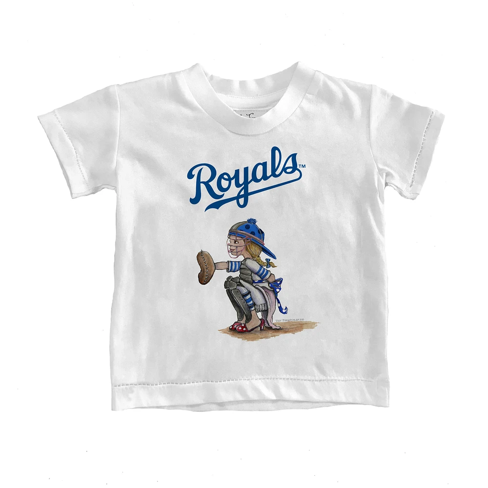 Toddler Tiny Turnip White Kansas City Royals Kate the Catcher T-Shirt