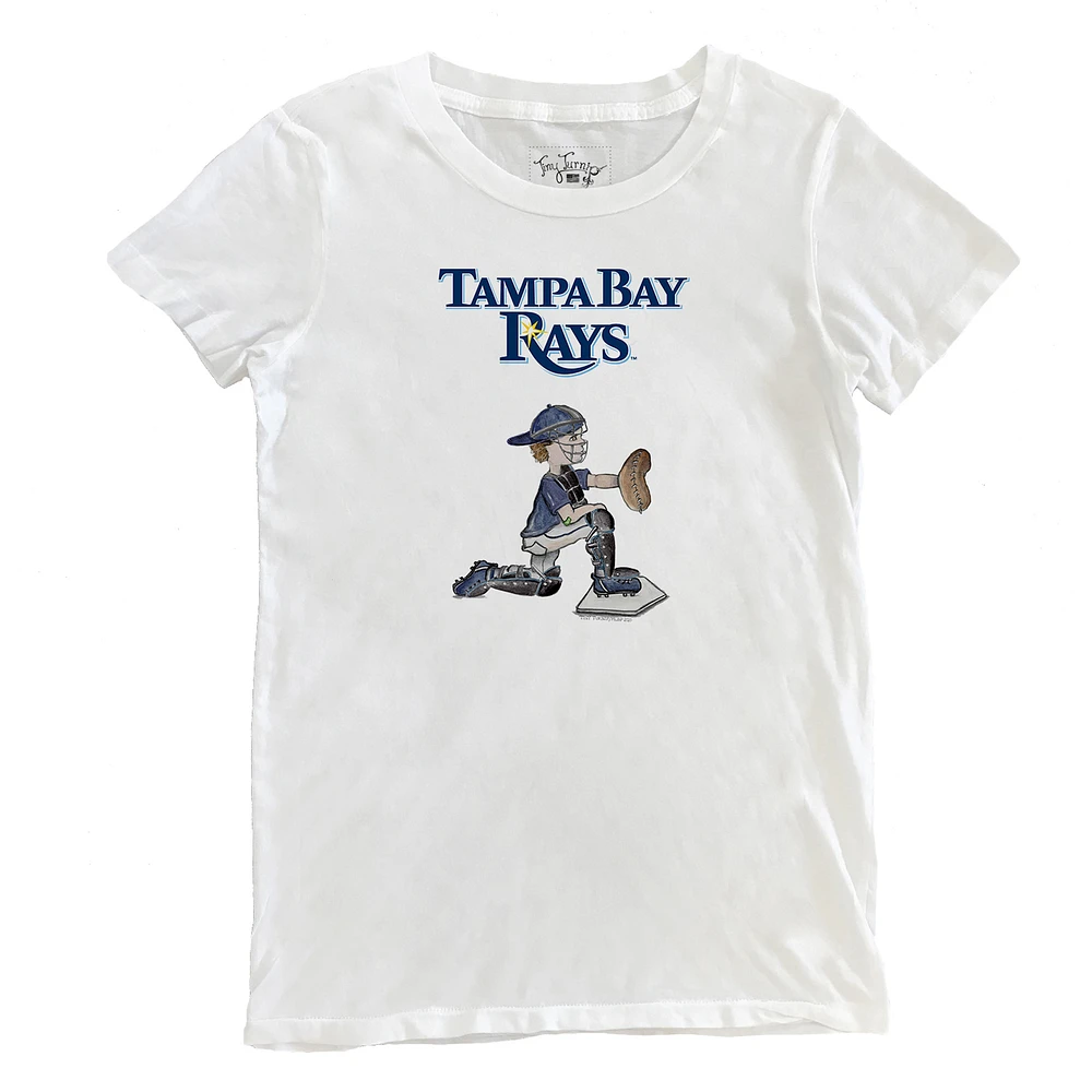 Women's Tiny Turnip White Tampa Bay Rays Caleb the Catcher T-Shirt