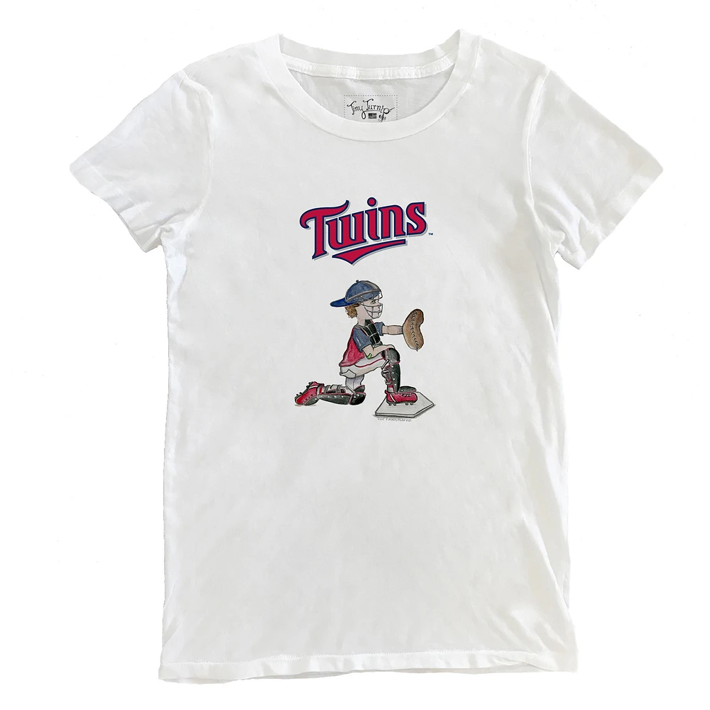 Women's Tiny Turnip White Minnesota Twins Caleb the Catcher T-Shirt
