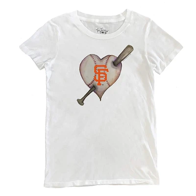 Women's Tiny Turnip White San Francisco Giants Heart Bat T-Shirt