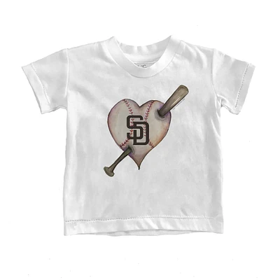 Youth Tiny Turnip White San Diego Padres Heart Bat T-Shirt