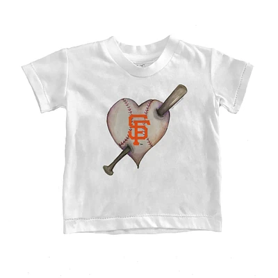 Youth Tiny Turnip White San Francisco Giants Heart Bat T-Shirt