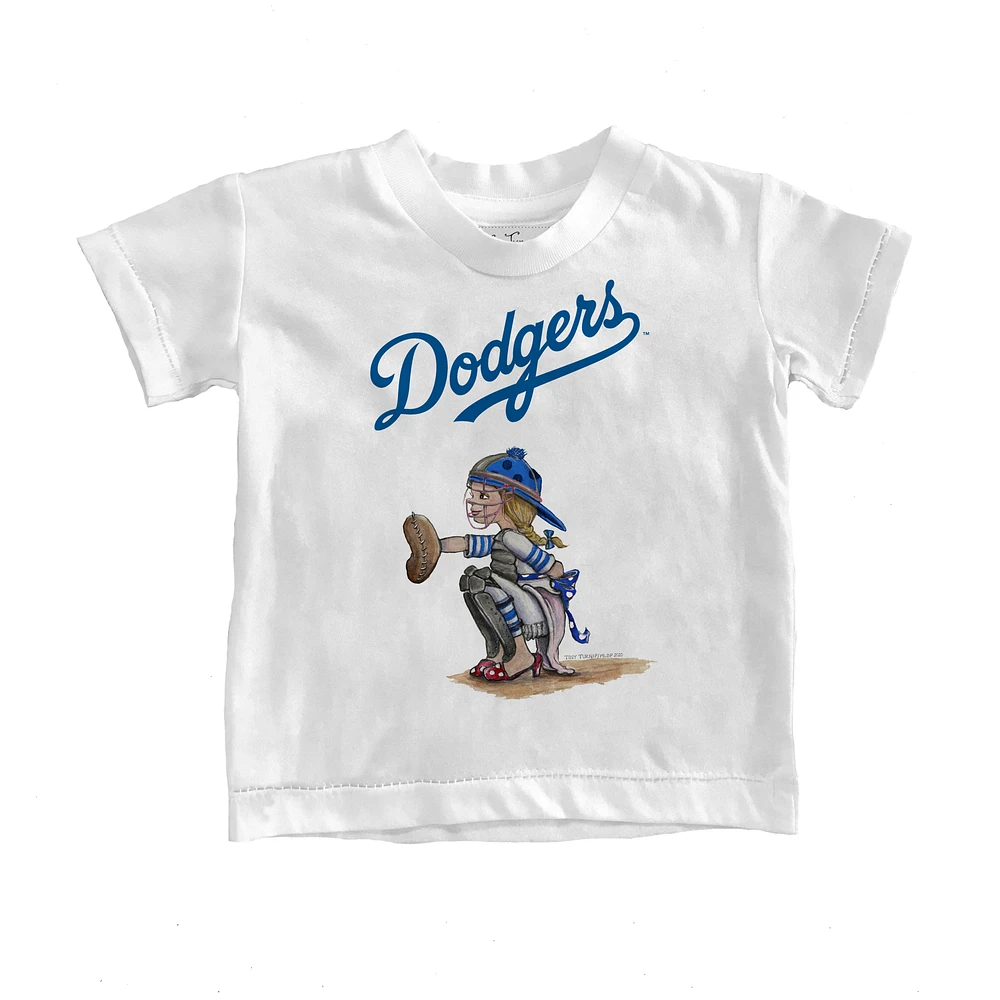 Youth Tiny Turnip White Los Angeles Dodgers Kate the Catcher T-Shirt