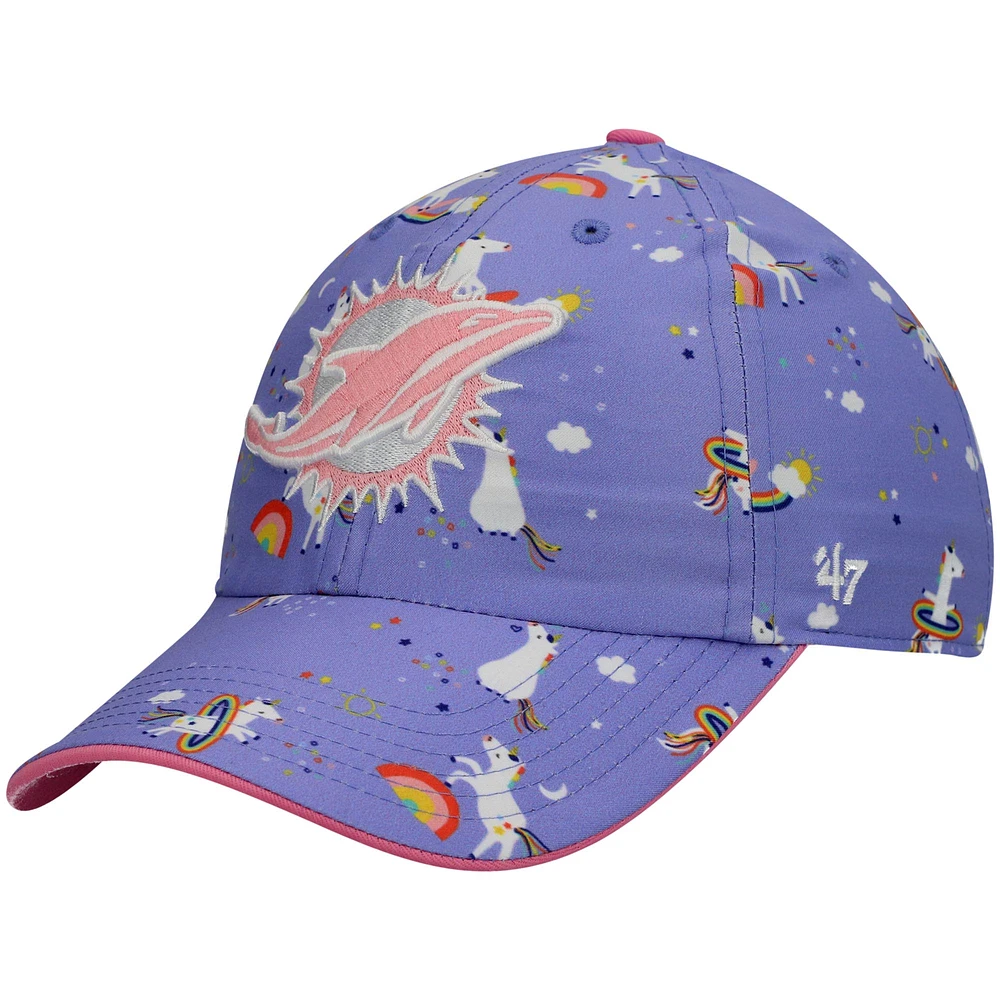 Girls Preschool '47 Purple Miami Dolphins Unicorn Clean Up Adjustable Hat