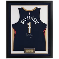 Zion Williamson New Orleans Pelicans Autographed Framed Navy Nike Swingman Jersey with Sublimated Plate