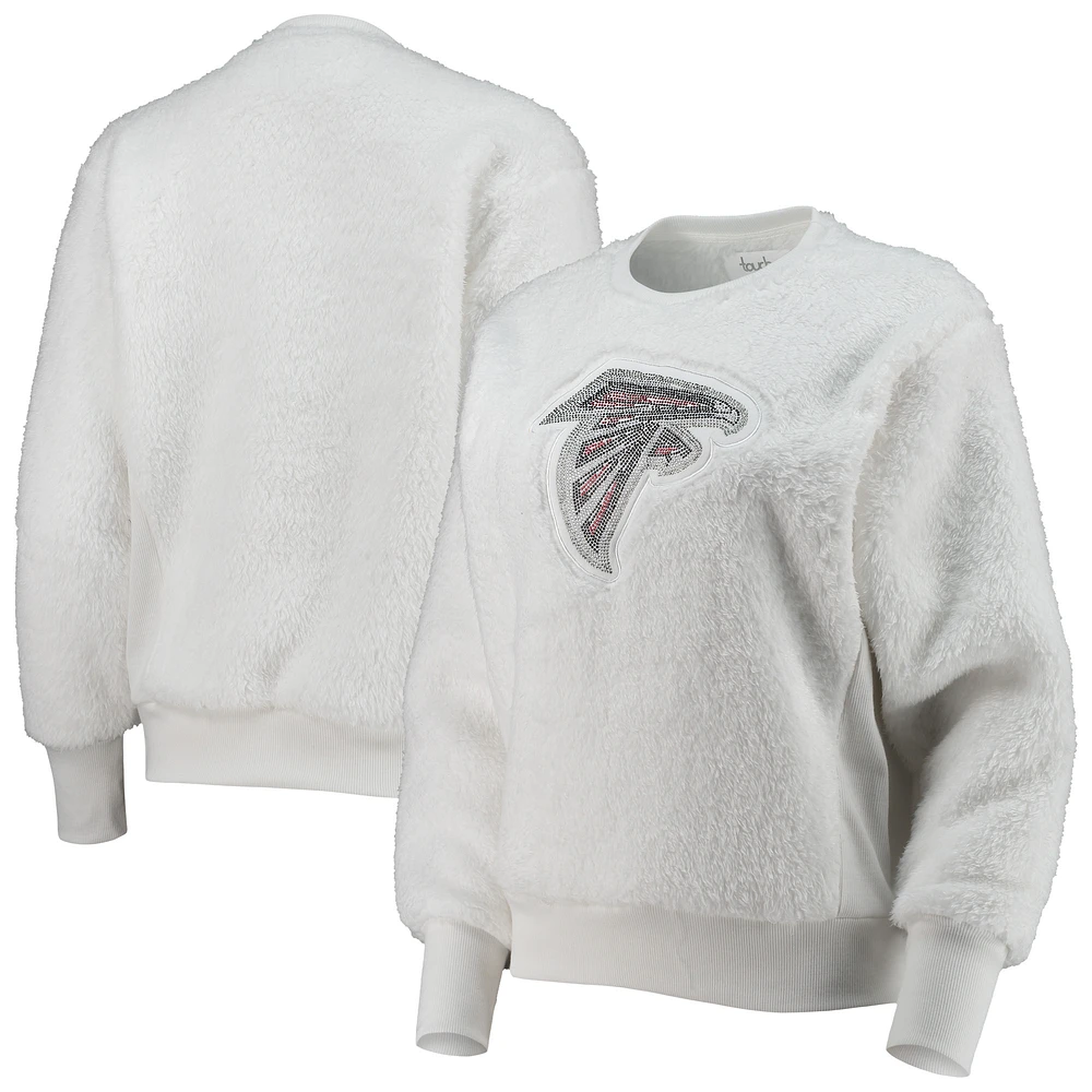 Women's Touch White Atlanta Falcons Milestone Tracker Pullover Sweatshirt