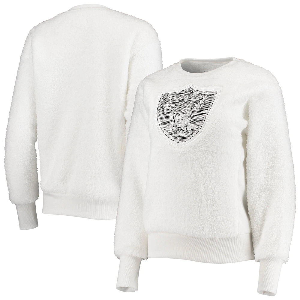 Women's Touch White Las Vegas Raiders Milestone Tracker Pullover Sweatshirt