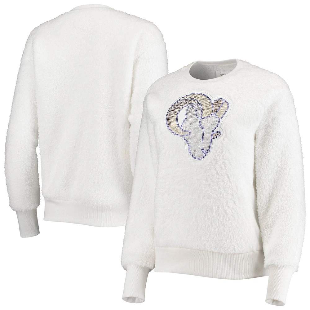 Women's Touch White Los Angeles Rams Milestone Tracker Pullover Sweatshirt