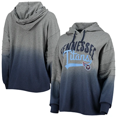 Women's Touch Heathered Gray/Navy Tennessee Titans Superstar Dip-Dye Pullover Hoodie