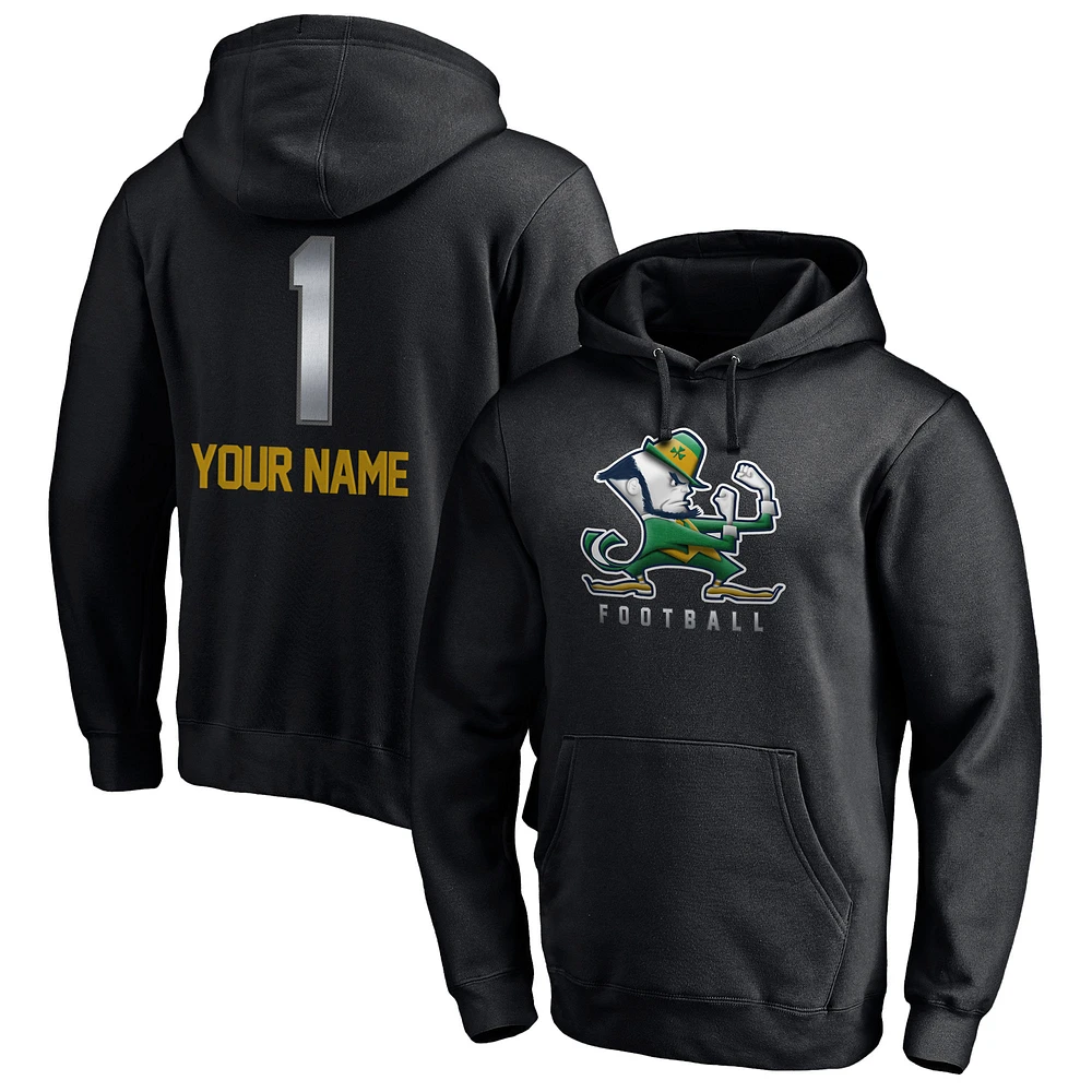 Men's Black Notre Dame Fighting Irish Personalized Any Name Midnight Mascot Pullover Hoodie