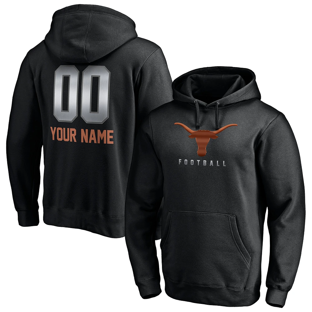 Men's Black Texas Longhorns Personalized Any Name & Number Midnight Mascot Pullover Hoodie