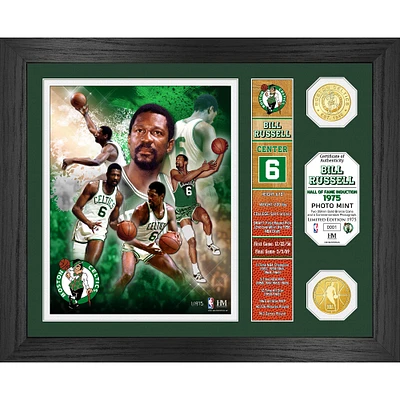 Highland Mint Bill Russell Boston Celtics 13'' x 16'' Hall of Fame Banner Bronze Coin Photo Mint