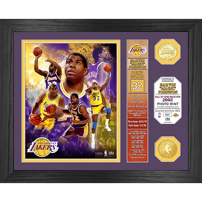 Highland Mint Magic Johnson Los Angeles Lakers 13'' x 16'' Hall of Fame Banner Bronze Coin Photo Mint