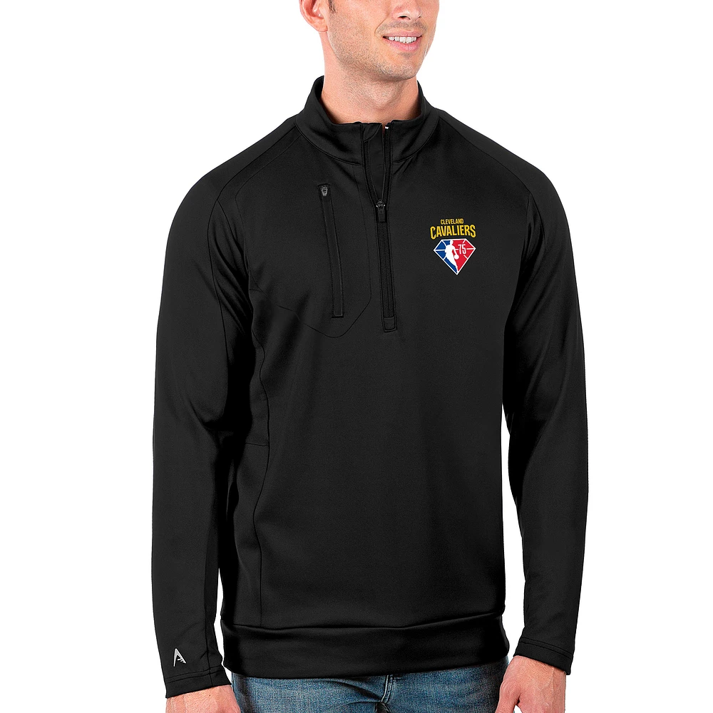 Men's Antigua Black Cleveland Cavaliers NBA 75th Anniversary Generation Quarter-Zip Pullover Jacket