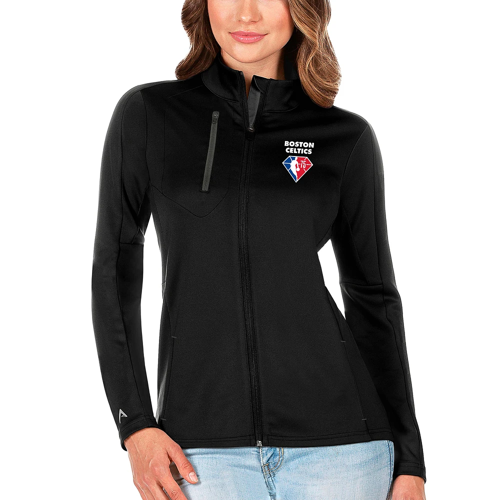 Women's Antigua Black Boston Celtics NBA 75th Anniversary Generation Full-Zip