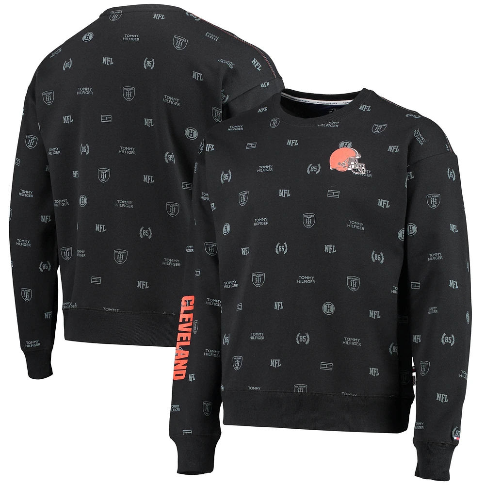 Men's Tommy Hilfiger Black Cleveland Browns Reid Graphic Pullover Sweatshirt