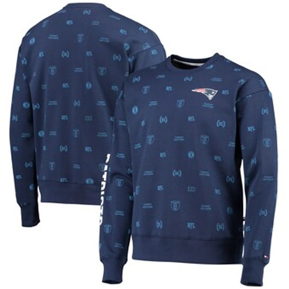 Men's Tommy Hilfiger Navy New England Patriots Reid Graphic Pullover Sweatshirt