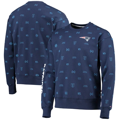 Men's Tommy Hilfiger Navy New England Patriots Reid Graphic Pullover Sweatshirt
