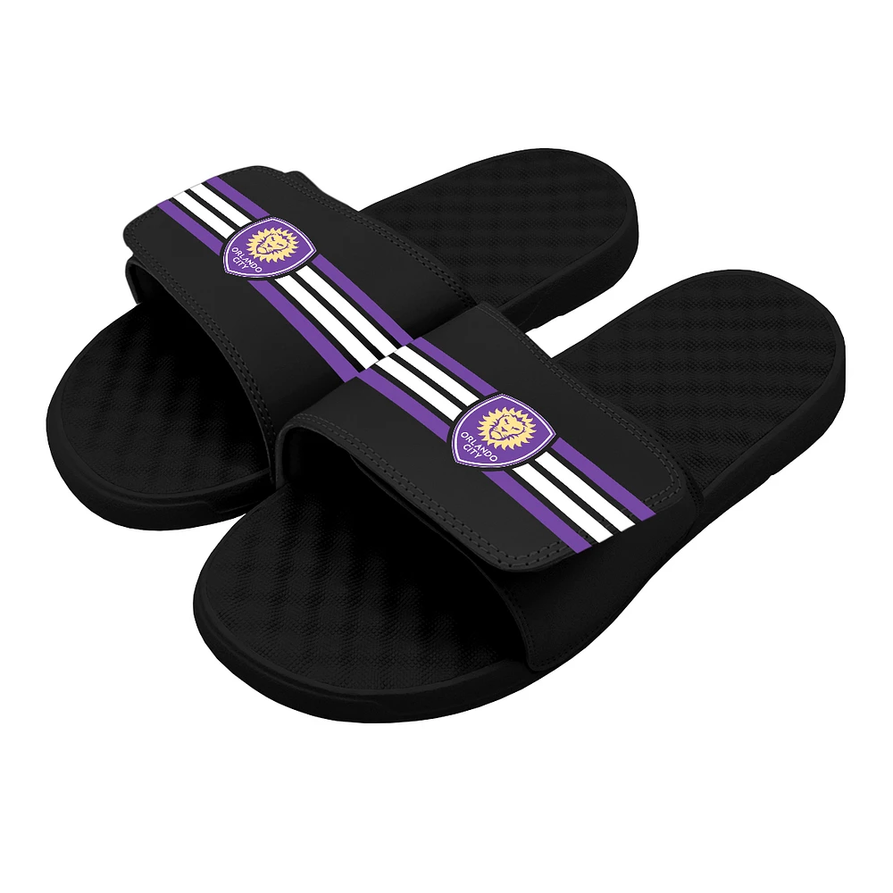 Men's ISlide Black Orlando City SC Stripe Slide Sandals