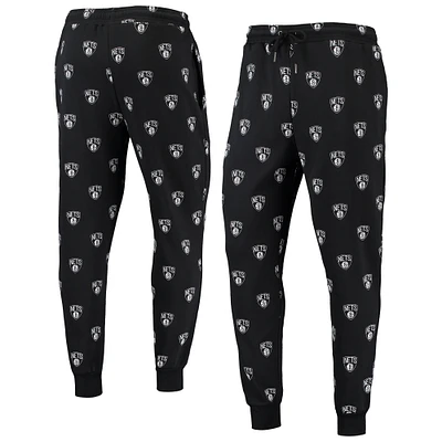 The Wild Collective Black Brooklyn Nets Allover Logo Jogger Pants