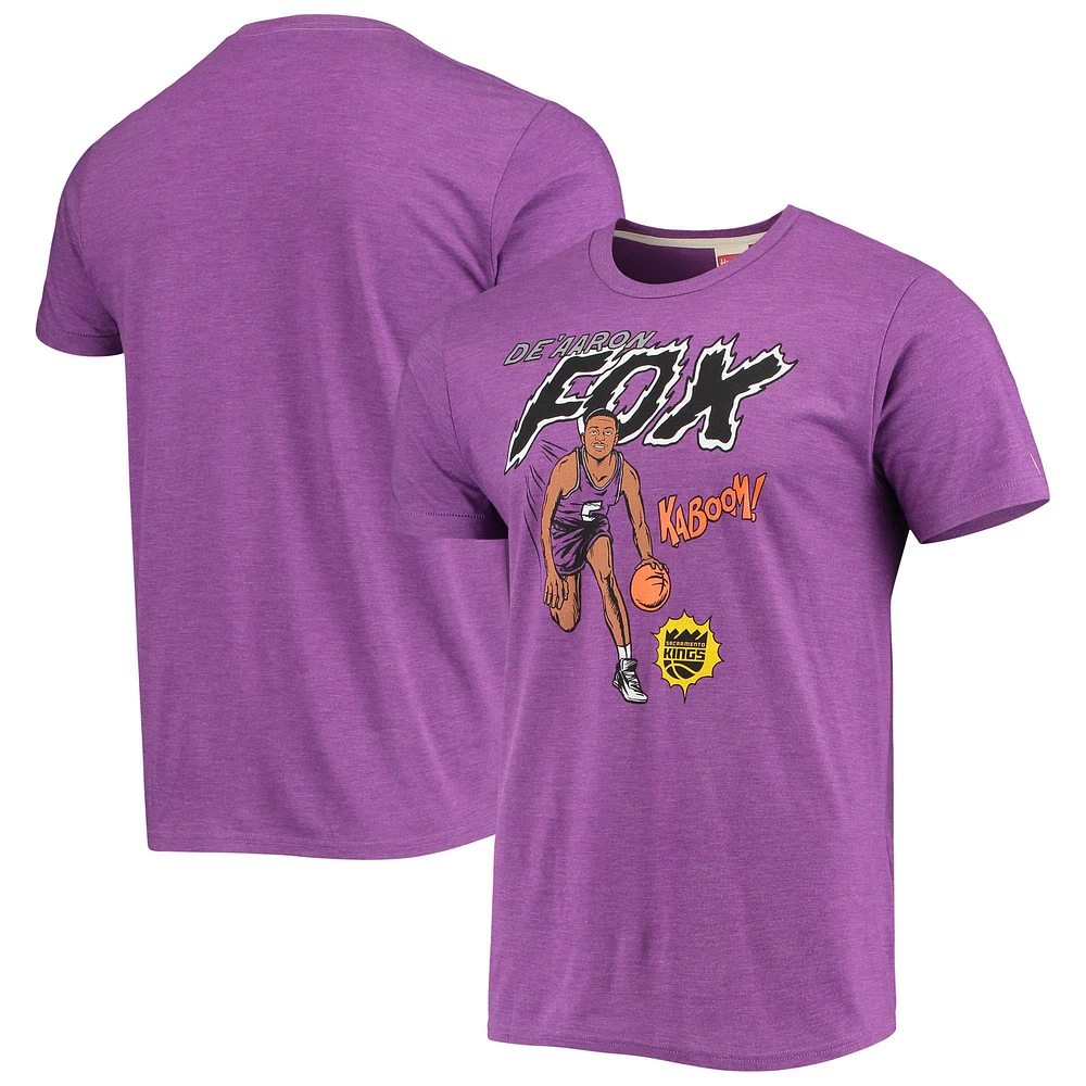 Men's Homage De'Aaron Fox Purple Sacramento Kings Comic Book Player Tri-Blend T-Shirt