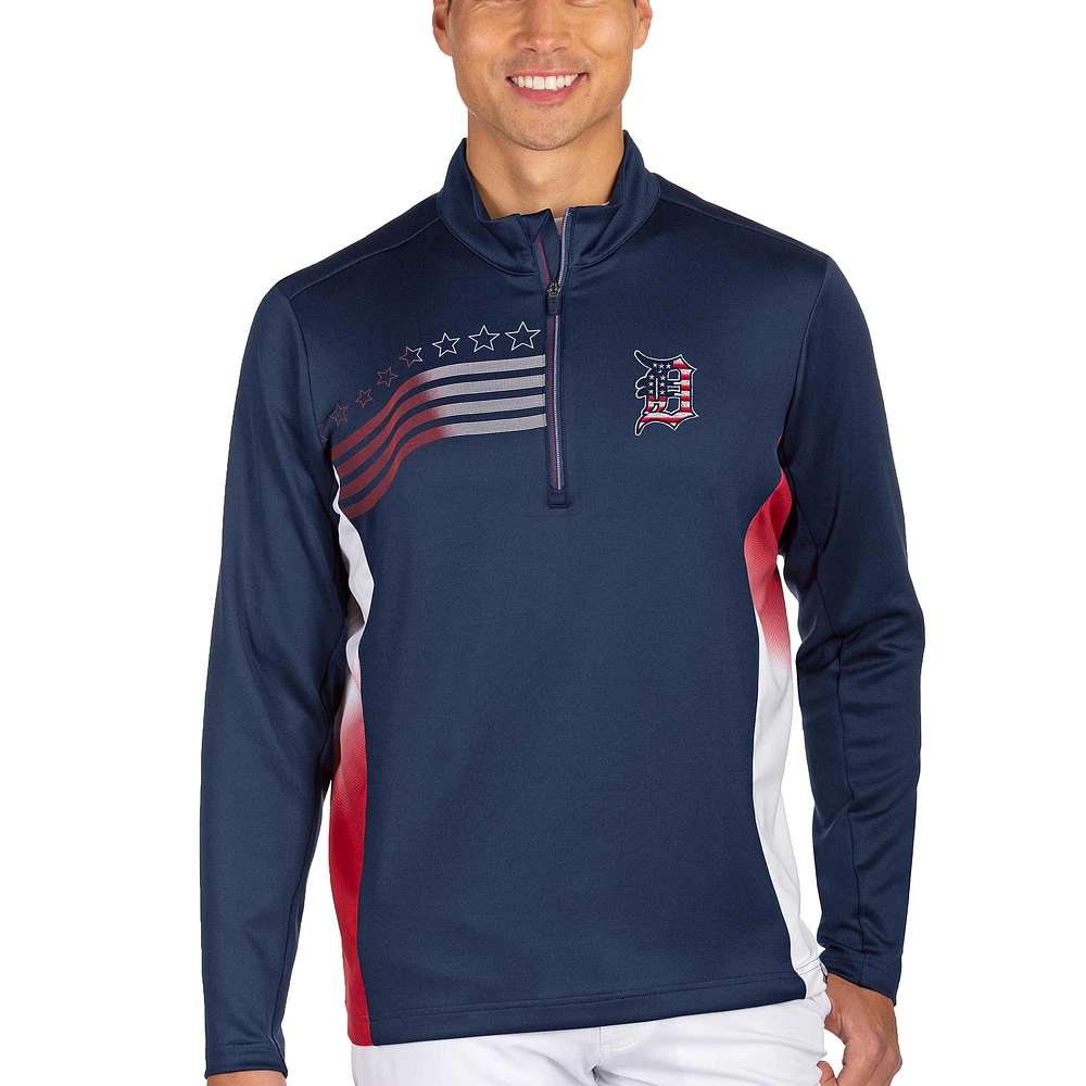 Men's Antigua Navy Detroit Tigers Liberty Quarter-Zip Pullover Jacket