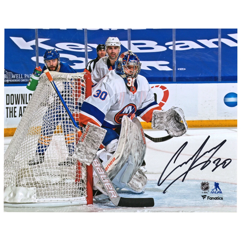 Ilya Sorokin New York Islanders Autographed 8" x 10" White Jersey in Net Photograph