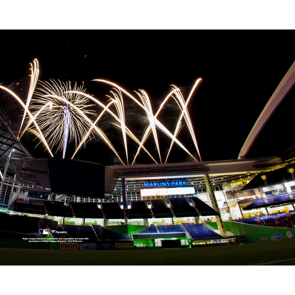 Miami Marlins Unsigned LoanDepot Park Fireworks Photograph