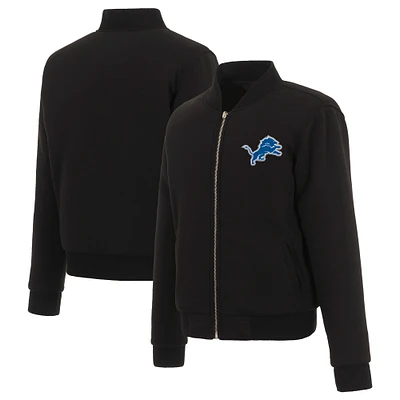 Women's JH Design Black Detroit Lions Reversible Fleece Full-Zip Jacket