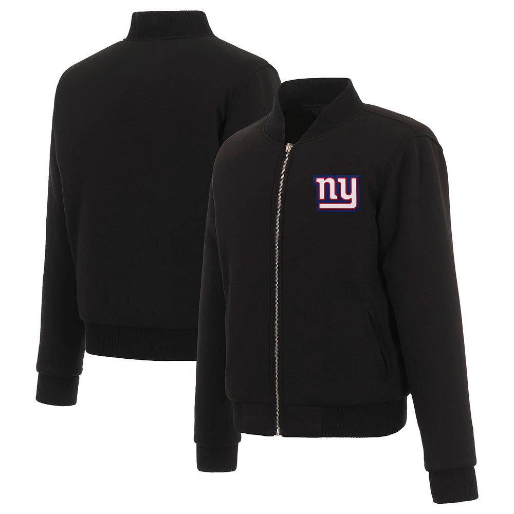 Women's JH Design Black New York Giants Reversible Fleece Full-Zip Jacket