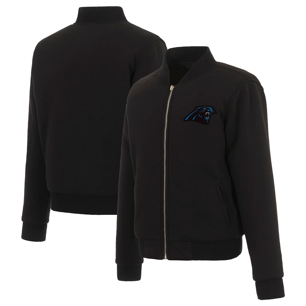 Women's JH Design Black Carolina Panthers Reversible Fleece Full-Zip Jacket