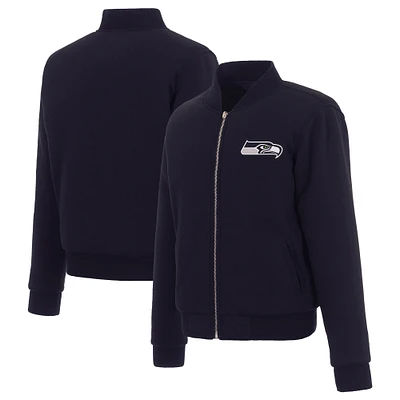 Women's JH Design College Navy Seattle Seahawks Reversible Fleece Full-Zip Jacket